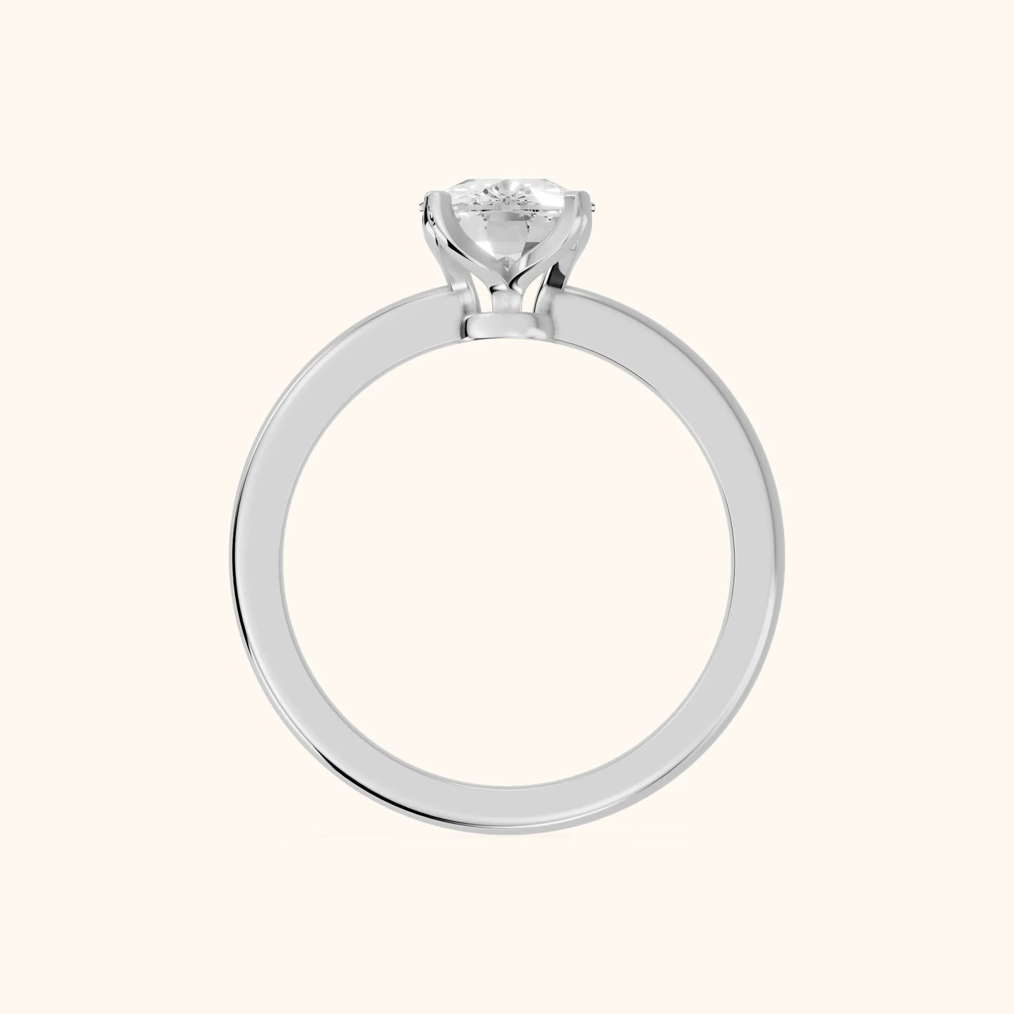 Flora Guardian Solitaire Cushion Diamond Engagement Ring in Platinum - FingerView