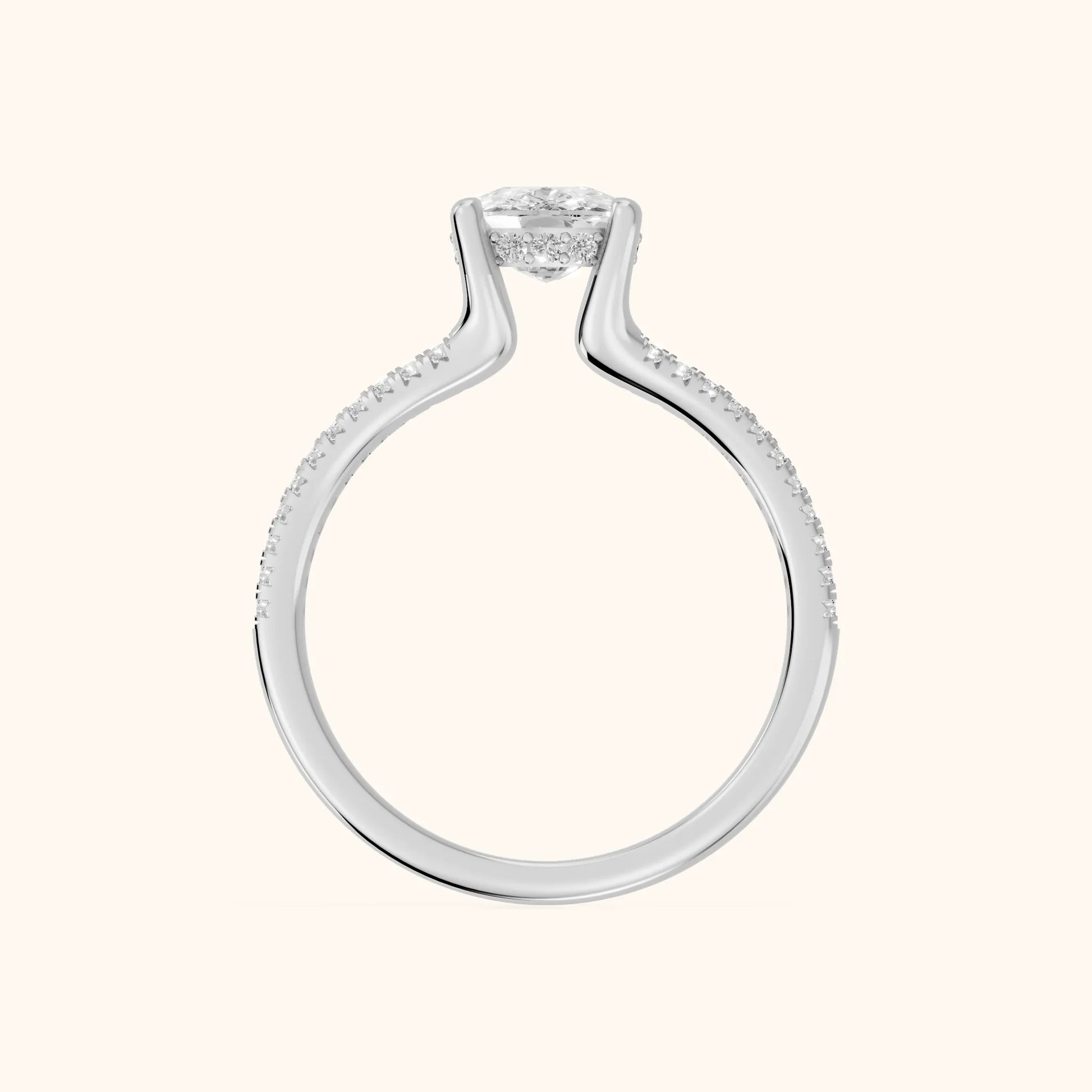 Eternal Embrace Solitaire Cushion Diamond Engagement Ring in Silver - FingerView