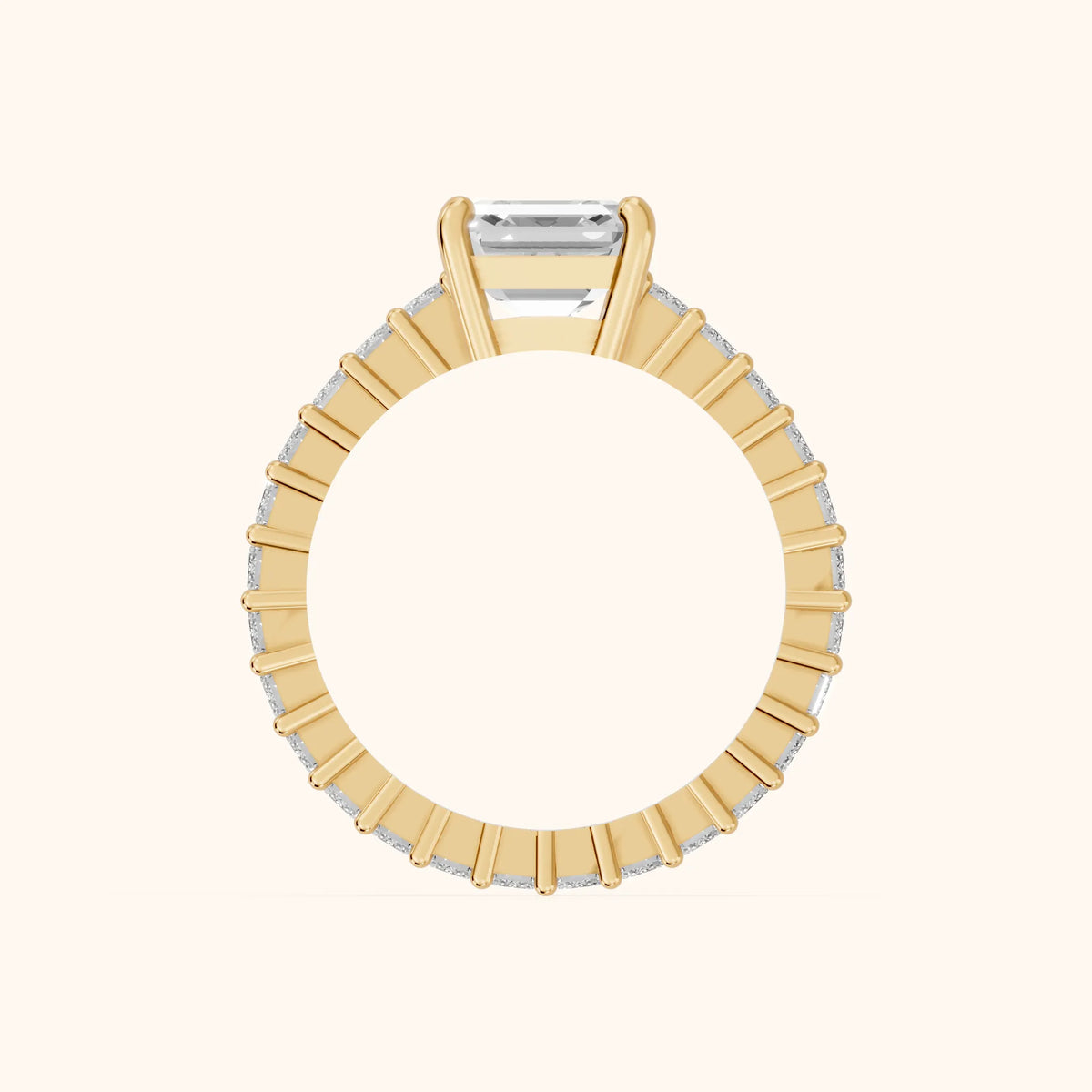 Mallory Shared Prong Asscher Diamond Engagement Ring in Yellow Gold - FingerView.webp
