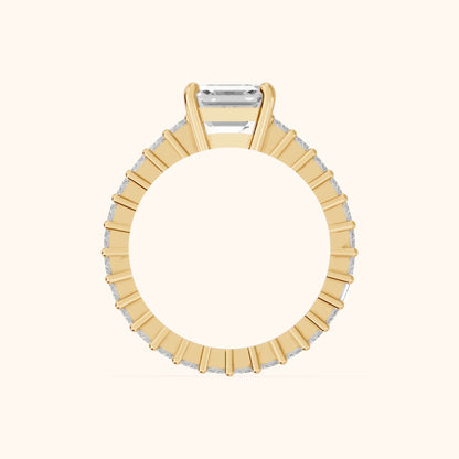 Mallory Shared Prong Asscher Diamond Engagement Ring in Yellow Gold - FingerView.webp