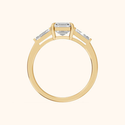 Winnie Three-Stone Asscher Diamond Engagement Ring in Yellow Gold - FingerView.webp
