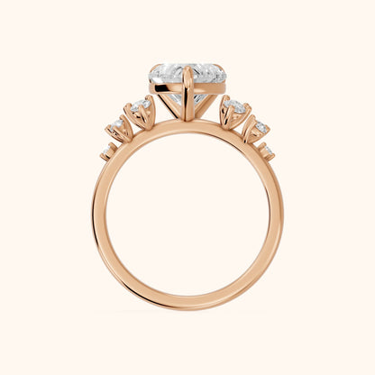 Mirabelle Cluster Heart Diamond Engagement Ring in Rose Gold - FingerView.webp