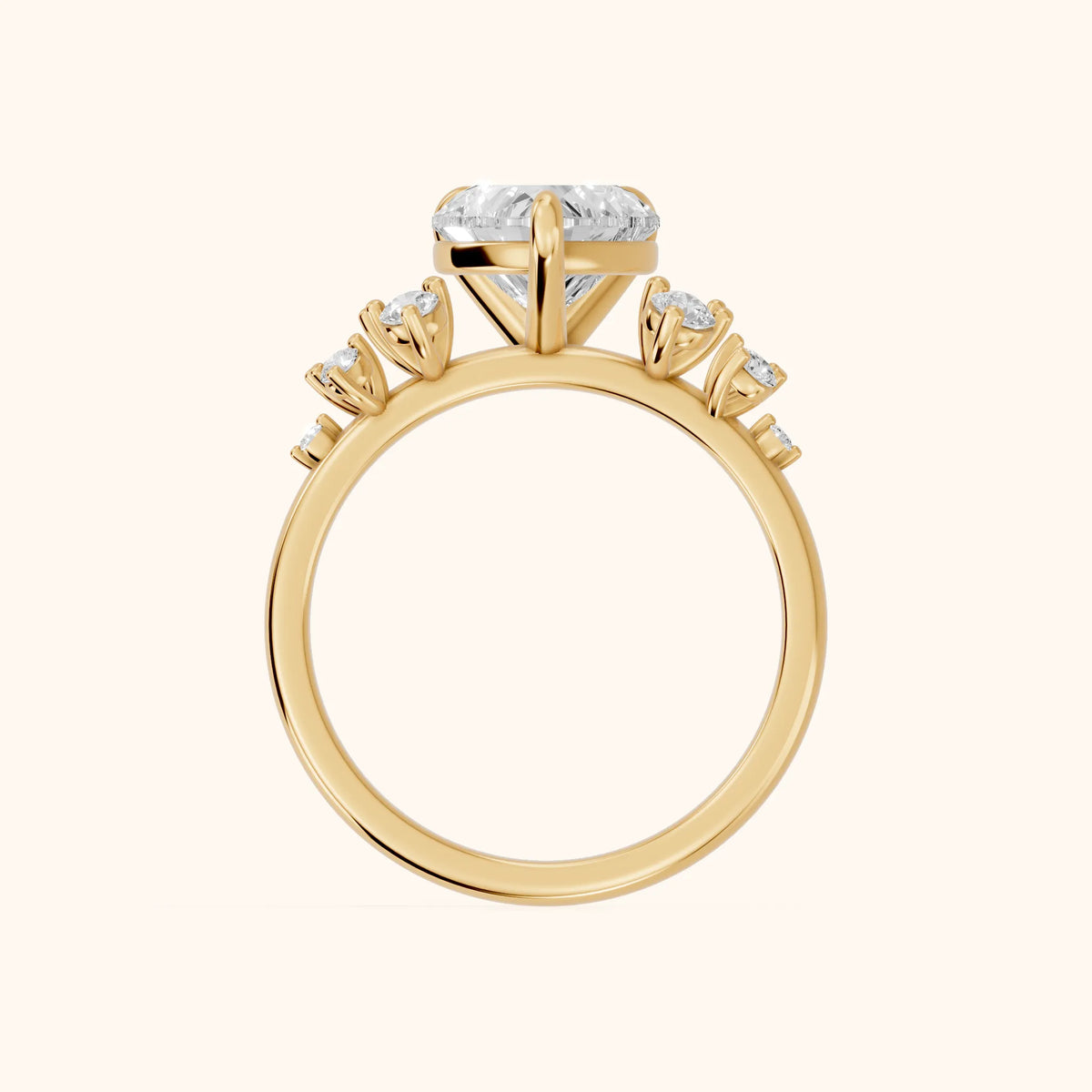Mirabelle Cluster Heart Diamond Engagement Ring in Yellow Gold - FingerView.webp