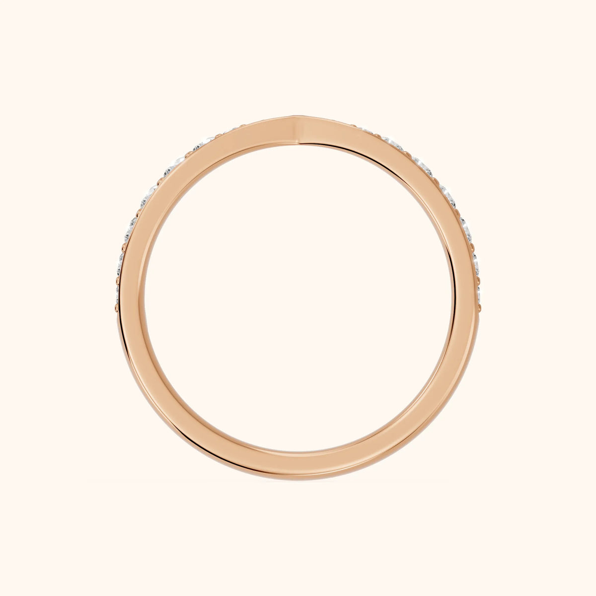 Fabia Tapered Riviera Round Diamond Half Eternity Band in Rose Gold - FingerView