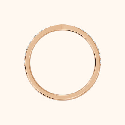 Fabia Tapered Riviera Round Diamond Half Eternity Band in Rose Gold - FingerView