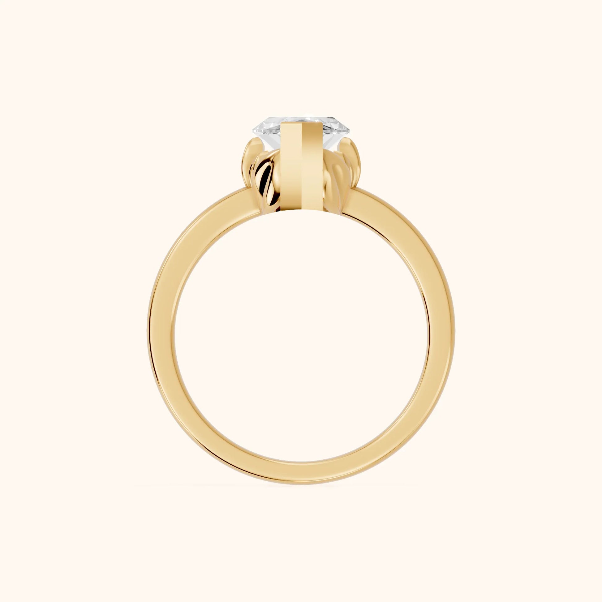 Marquise Cut Lab Grown Diamond Engagement Ring in Yellow Gold