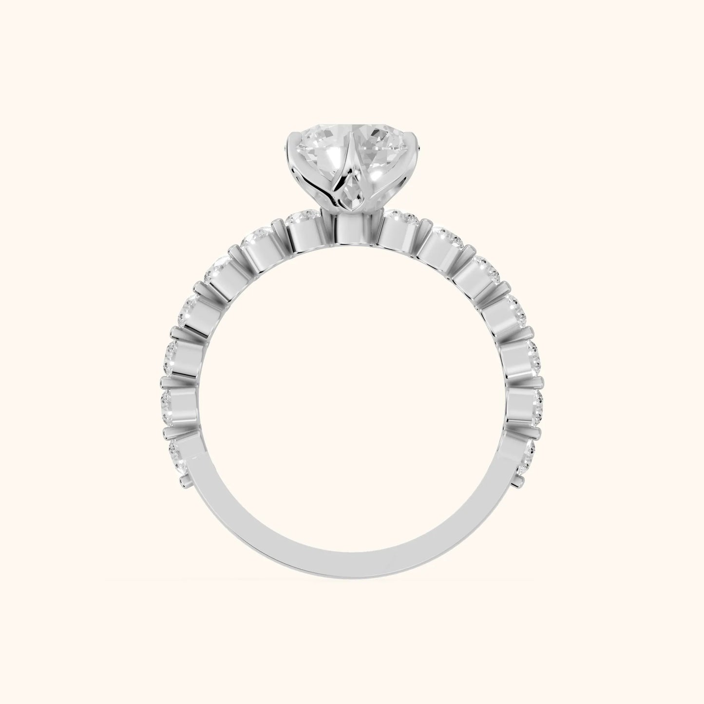 Eleanor Majesty Side Stone Round Diamond Engagement Ring in Platinum - FingerView