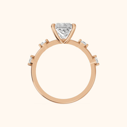 Elena Radiance Princess Cut Diamond Engagement Ring in Rose Gold - FingerView