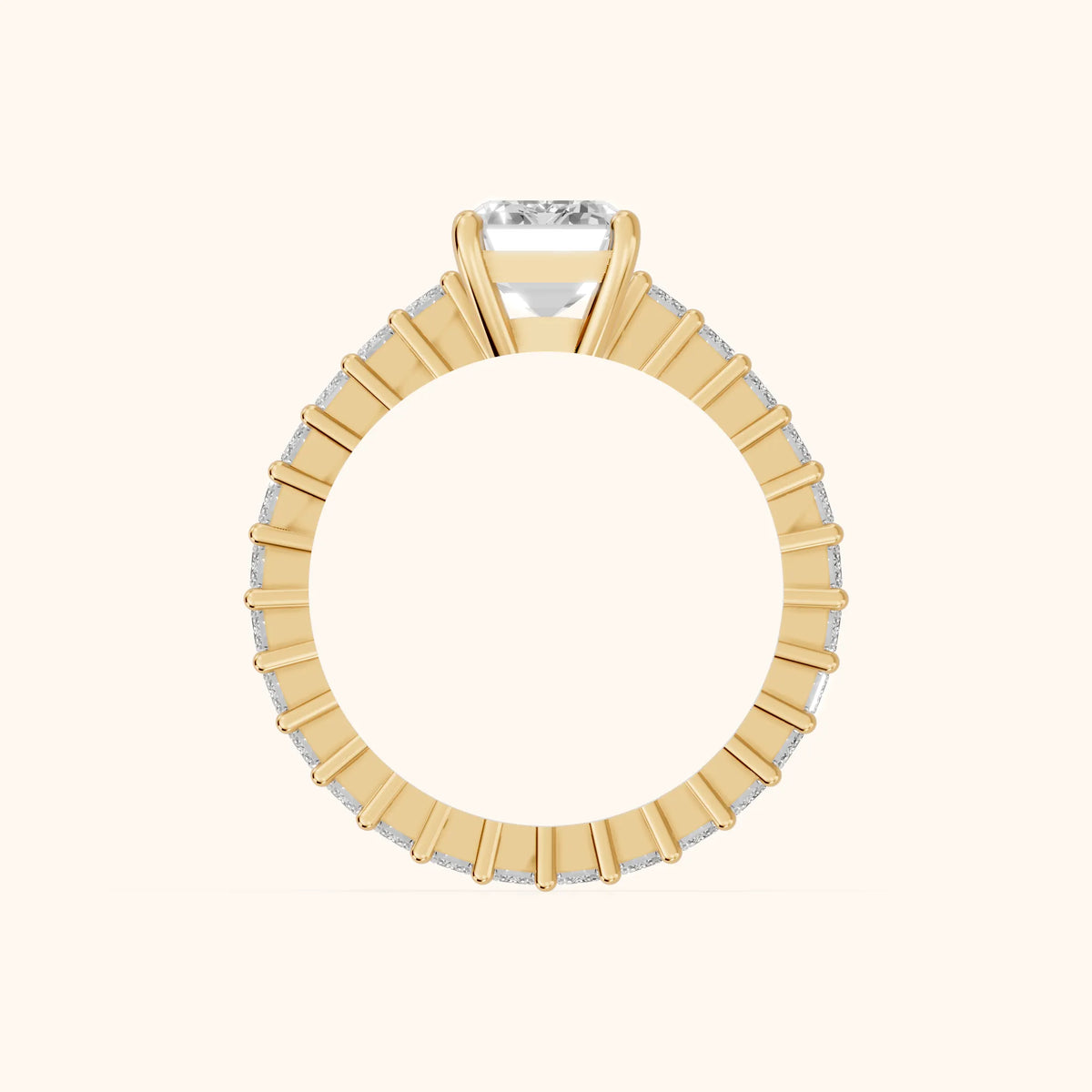 Mallory Shared Prong Emerald Diamond Engagement Ring in Yellow Gold - FingerView.webp