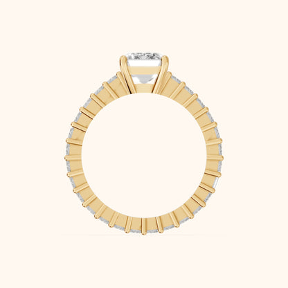 Mallory Shared Prong Emerald Diamond Engagement Ring in Yellow Gold - FingerView.webp