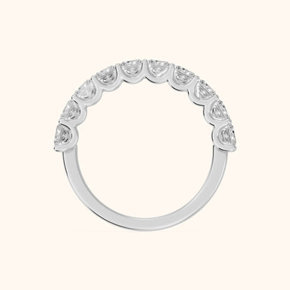 Pia Shared Prong Princess Diamond Half Eternity Band in Silver - FingerView