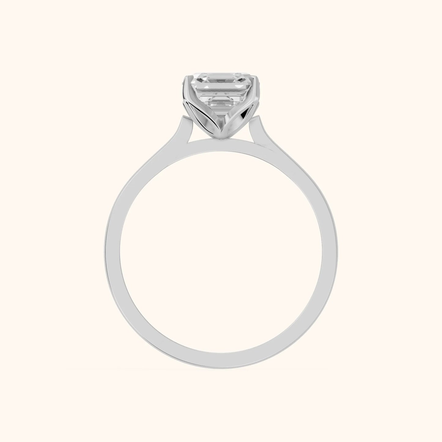 Isabella Bloom Solitaire Asscher Diamond Engagement Ring in Platinum - FingerView