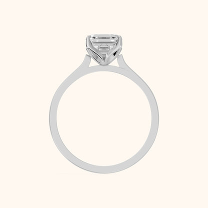 Isabella Bloom Solitaire Asscher Diamond Engagement Ring in Platinum - FingerView