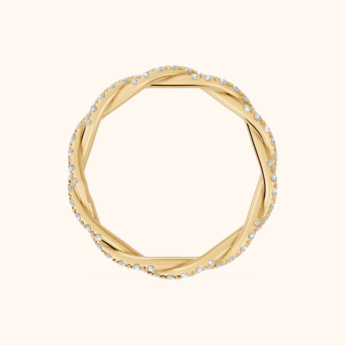 Trisha Micropavé Twist Round Diamond Eternity Band in Yellow Gold - FingerView
