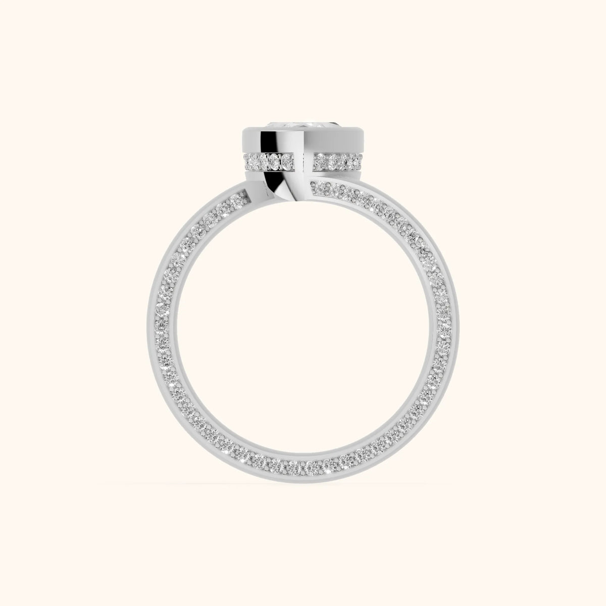 Marigold Bezel Bypass Marquise Diamond Engagement Ring in Silver - FingerView.webp