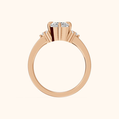 Josie Sidestone Emerald Diamond Engagement Ring in Rose Gold - FingerView.webp