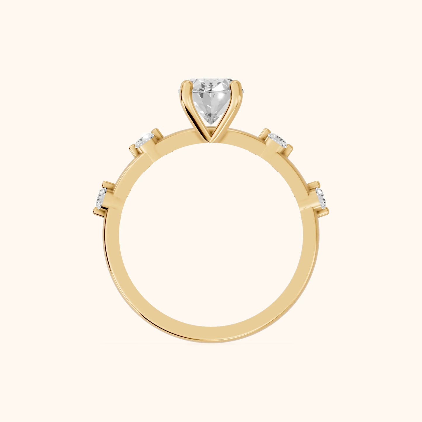 Elena Radiance Oval Diamond Engagement Ring in Yellow Gold - FingerView