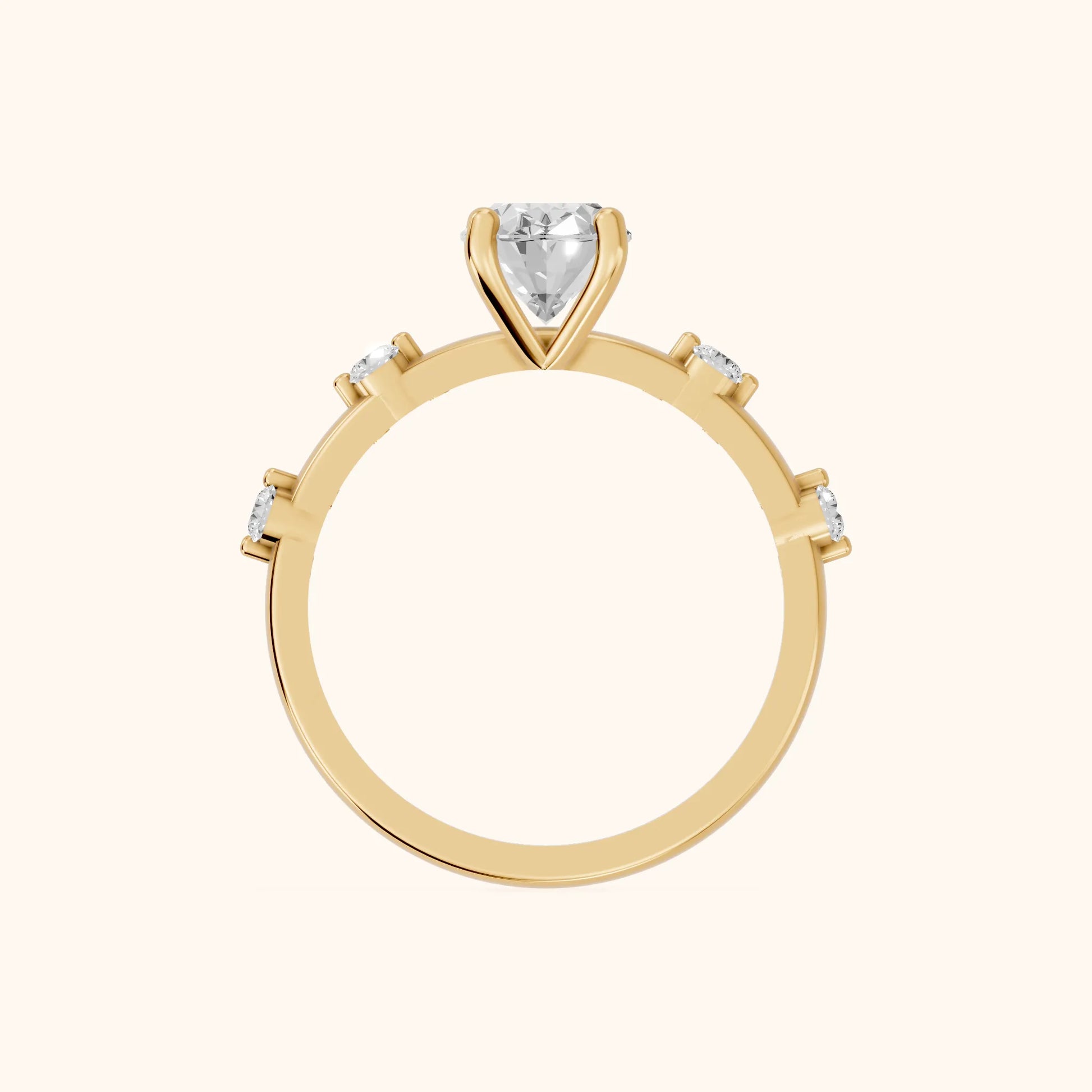 Elena Radiance Oval Diamond Engagement Ring in Yellow Gold - FingerView