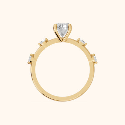 Elena Radiance Oval Diamond Engagement Ring in Yellow Gold - FingerView