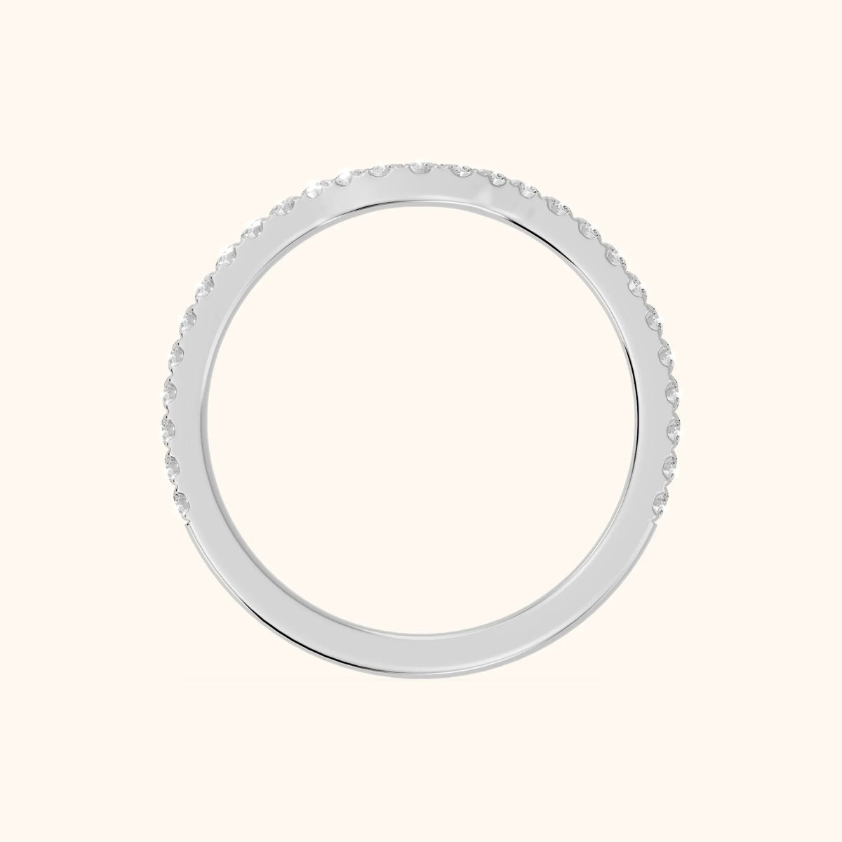 Helene Curved Round Diamond Half Eternity Band in Silver - FingerView