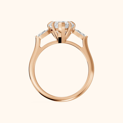 Lyra Three-Stone Heart Diamond Engagement Ring in Rose Gold - FingerView.webp