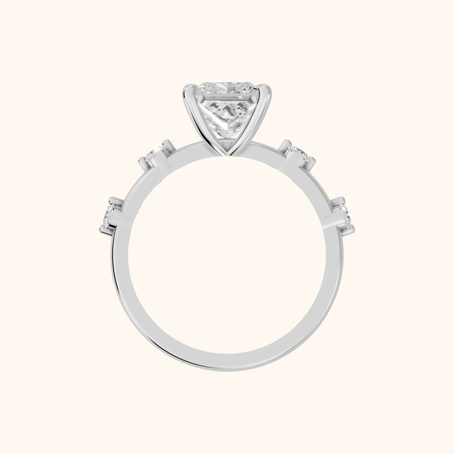 Elena Radiance Princess Cut Diamond Engagement Ring in Silver - FingerView