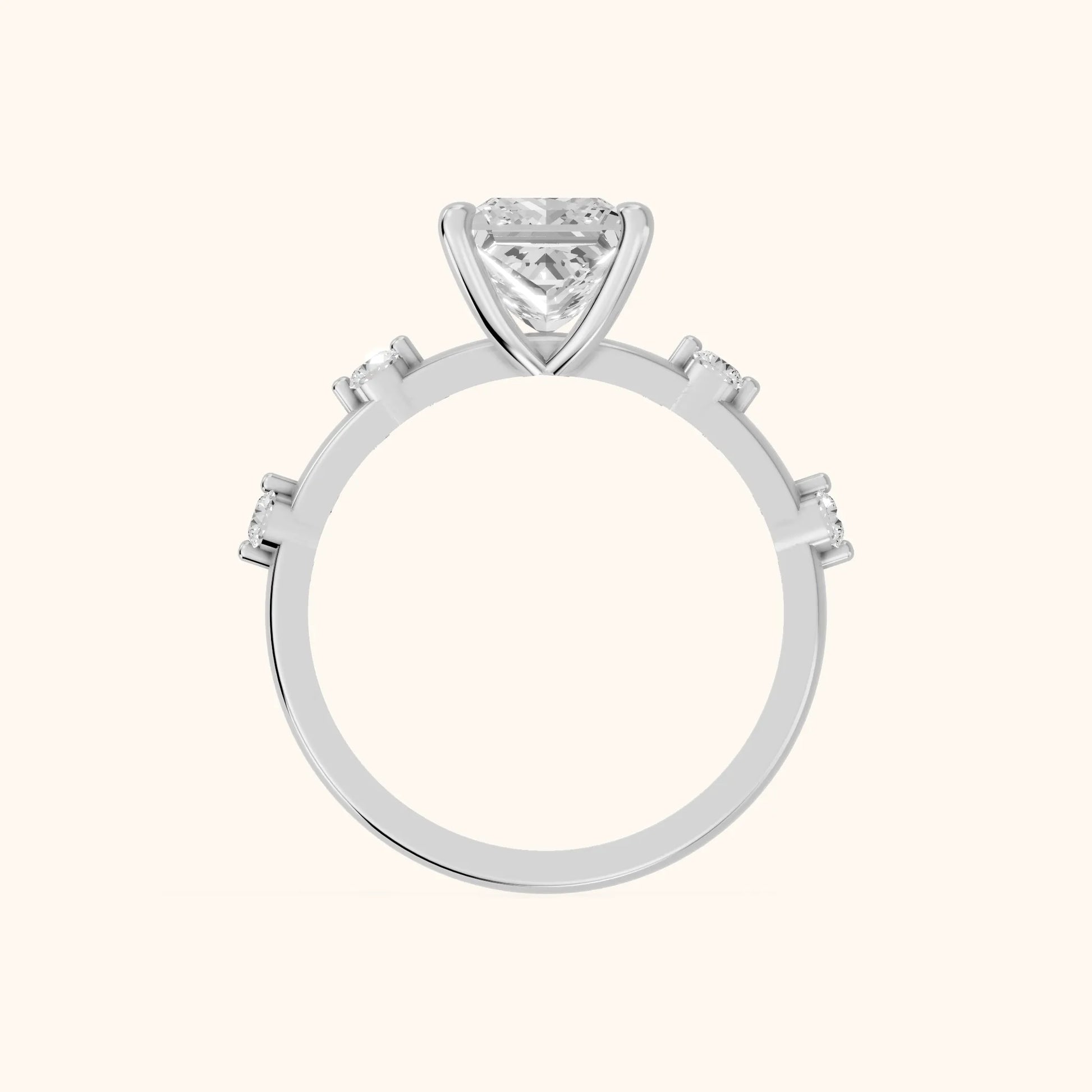 Elena Radiance Princess Cut Diamond Engagement Ring in Silver - FingerView