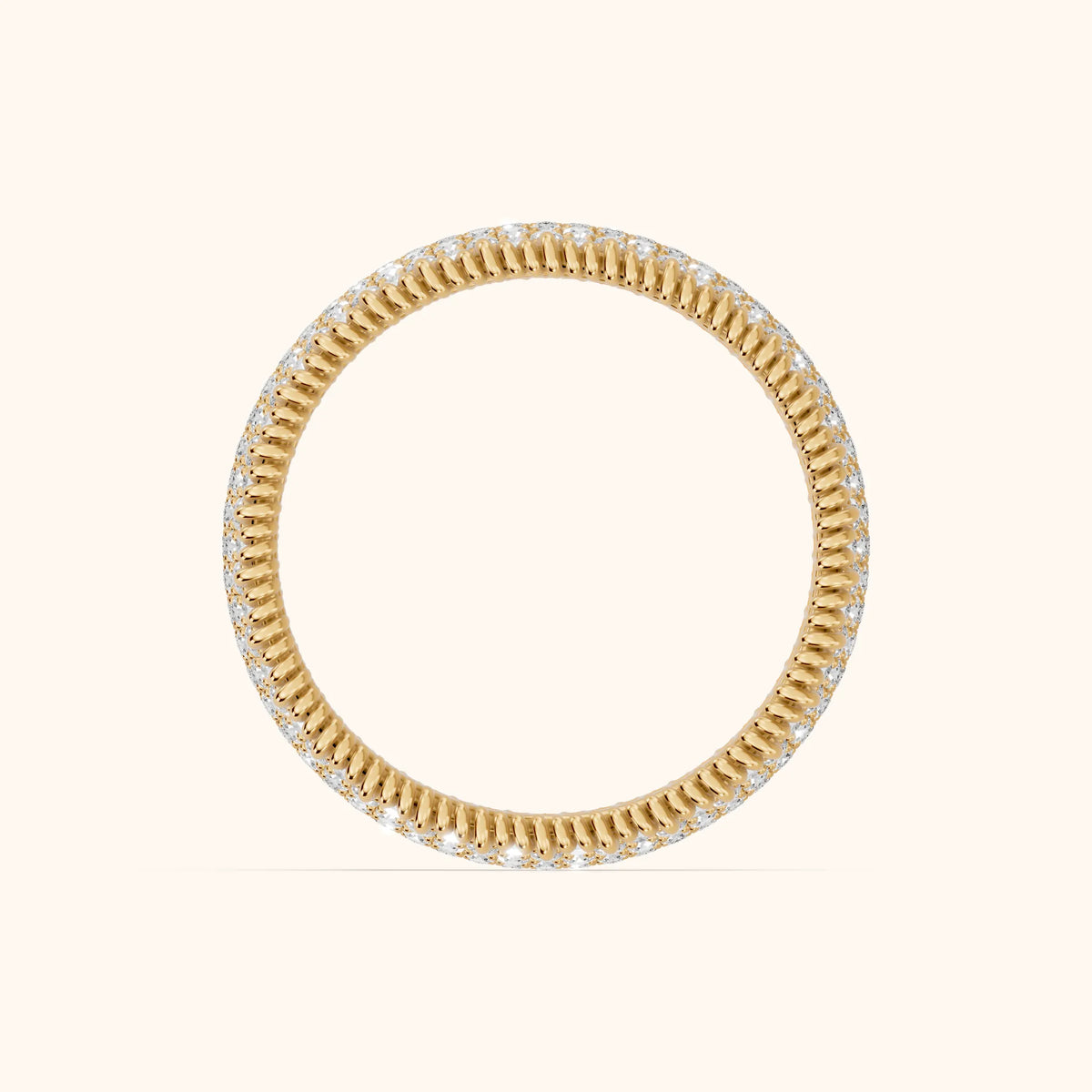 Rita Micropavé Round Diamond Anniversary Ring in Yellow Gold - FingerView
