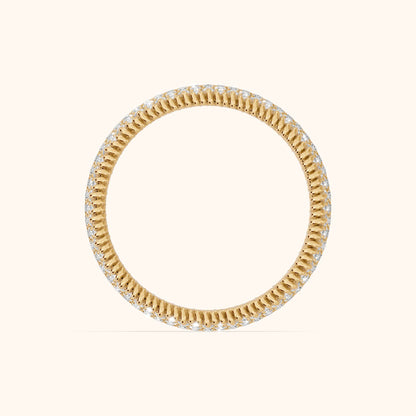 Rita Micropavé Round Diamond Anniversary Ring in Yellow Gold - FingerView