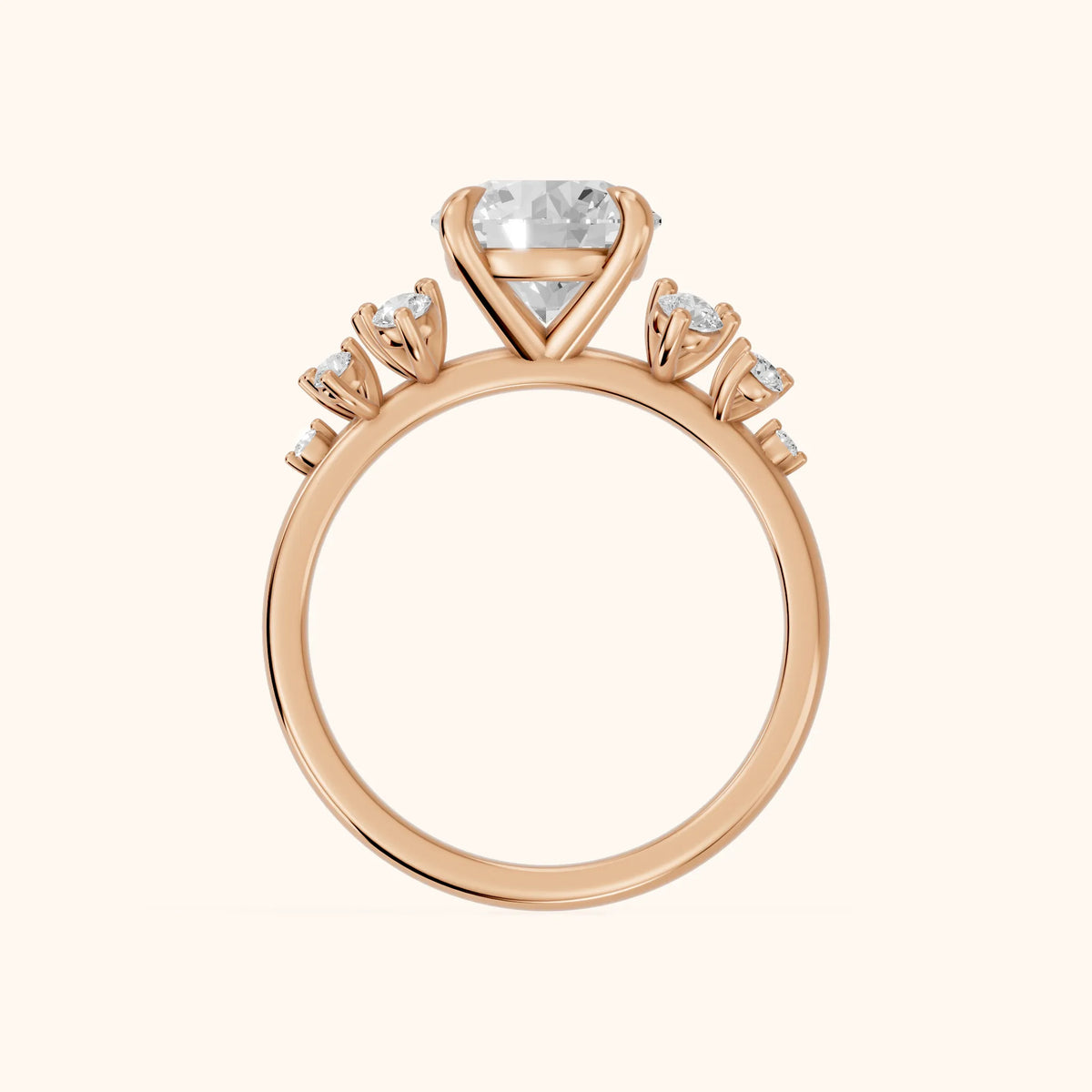 Mirabelle Cluster Round Diamond Engagement Ring in Rose Gold - FingerView.webp