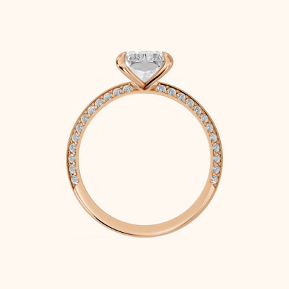 Meredith Knife Edge Pavé Radiant Diamond Engagement Ring in Rose Gold - FingerView.webp