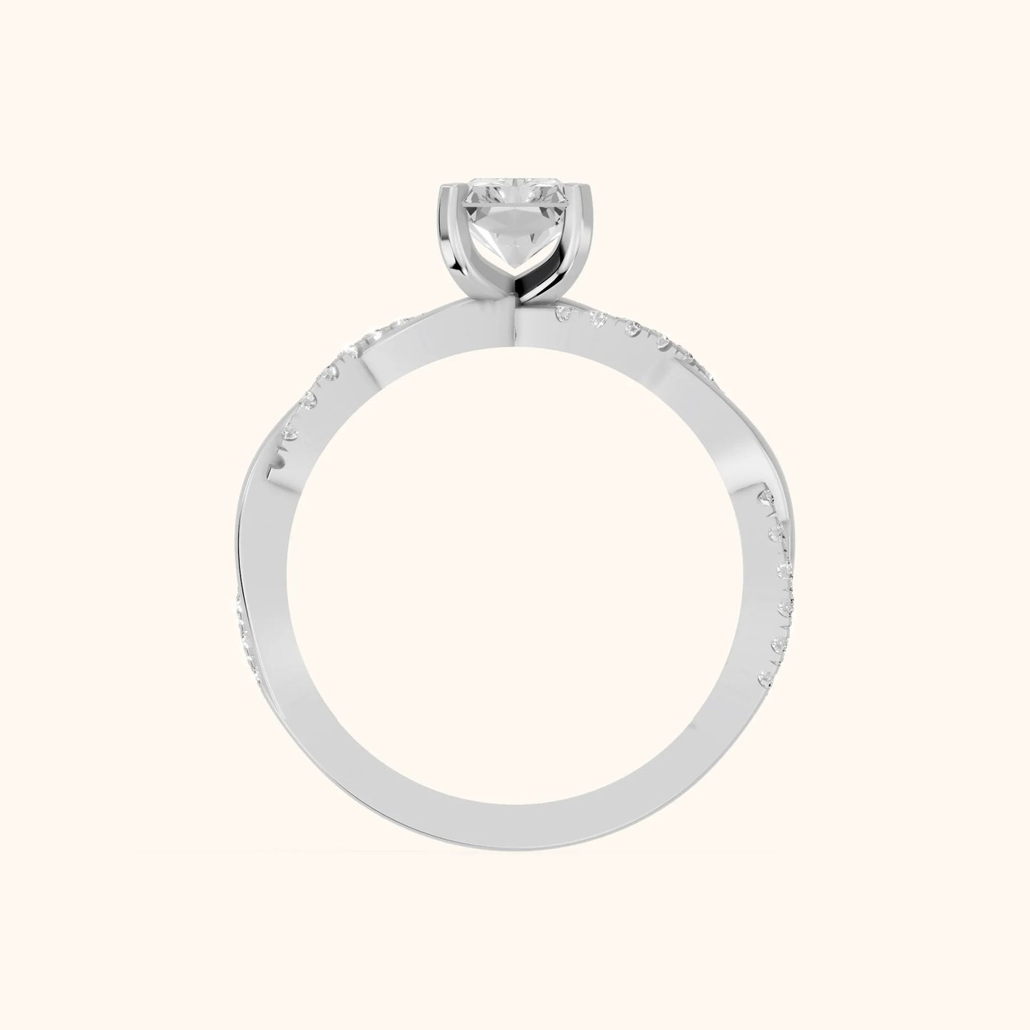 Twisted Side Stone Radiant Diamond Engagement Ring in Platinum - FingerView