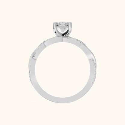 Twisted Side Stone Radiant Diamond Engagement Ring in Platinum - FingerView