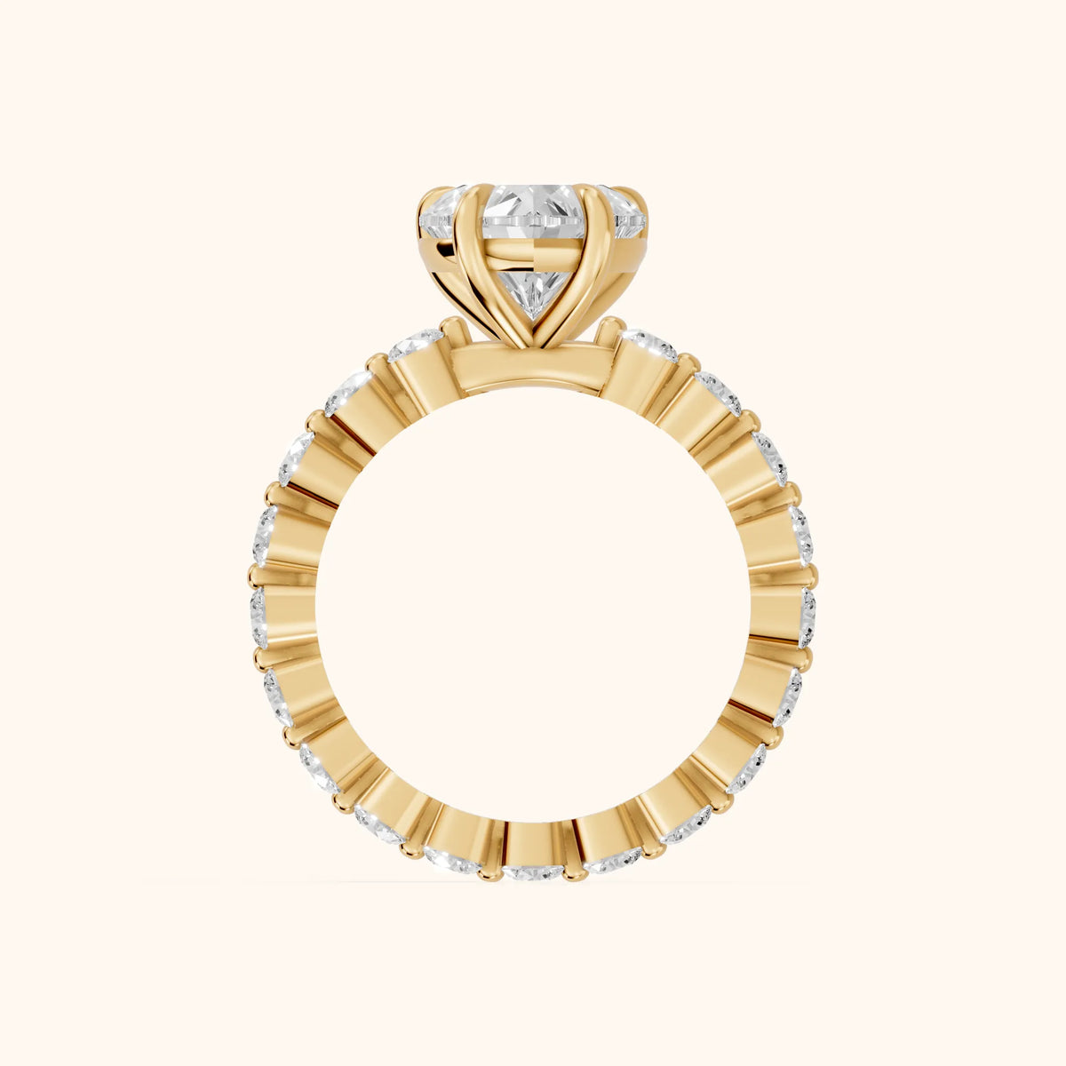 Piper Sidestone Heart Diamond Engagement Ring in Yellow Gold - FingerView.webp