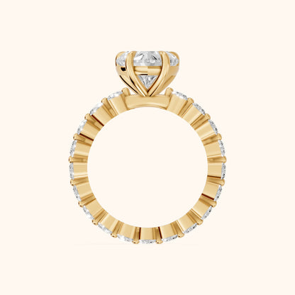 Piper Sidestone Heart Diamond Engagement Ring in Yellow Gold - FingerView.webp