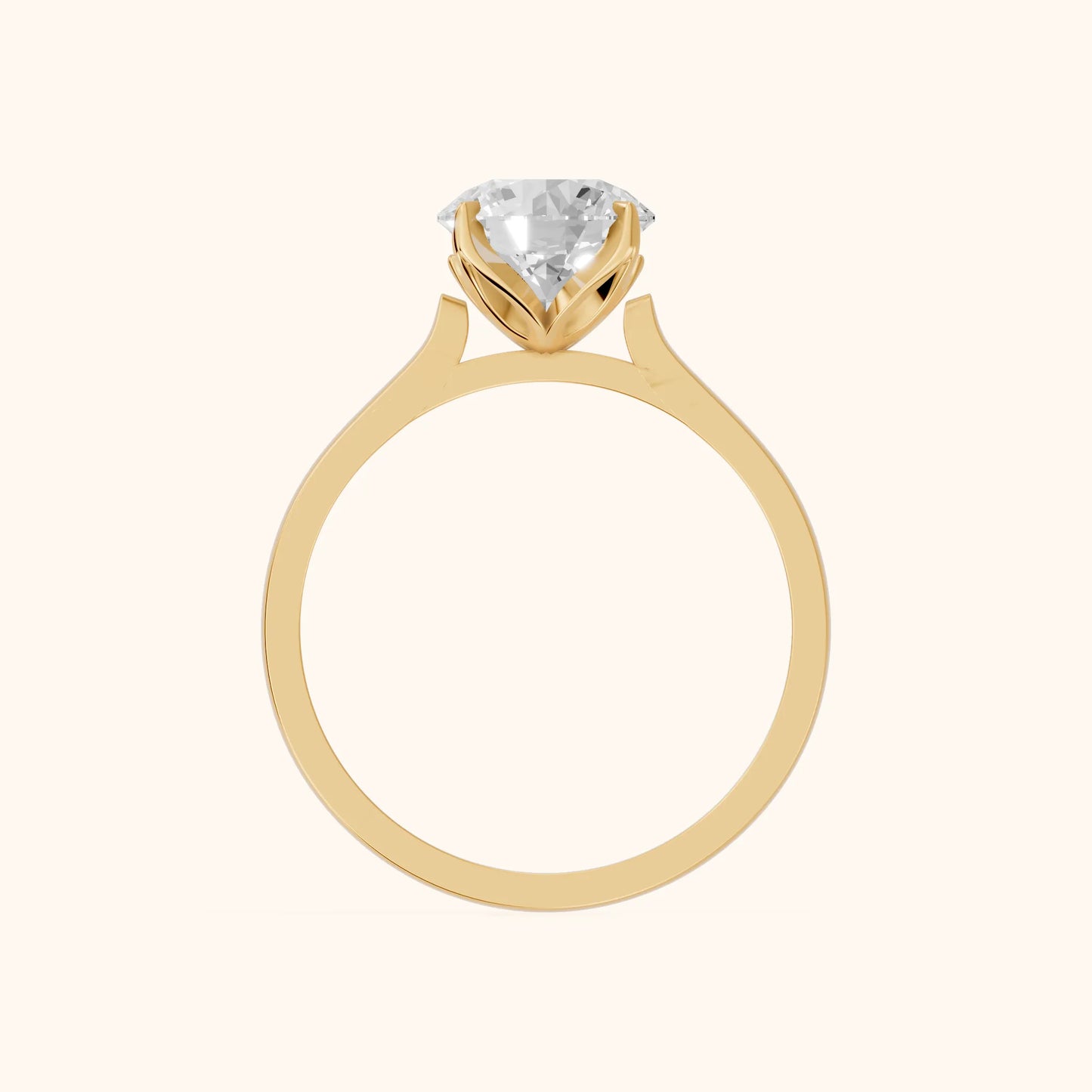Isabella Bloom Solitaire Round Diamond Engagement Ring in Yellow Gold - FingerView
