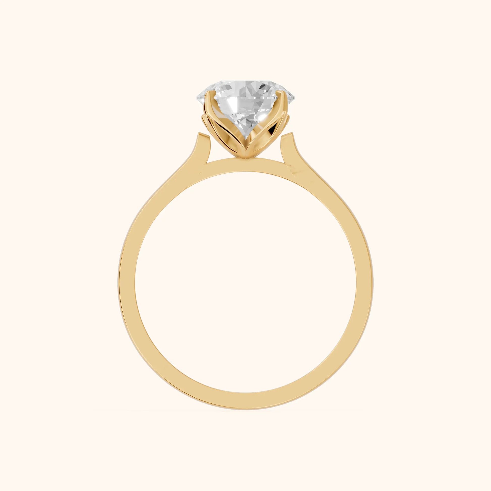 Isabella Bloom Solitaire Round Diamond Engagement Ring in Yellow Gold - FingerView
