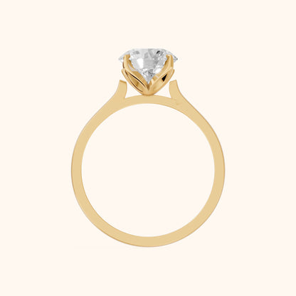 Isabella Bloom Solitaire Round Diamond Engagement Ring in Yellow Gold - FingerView