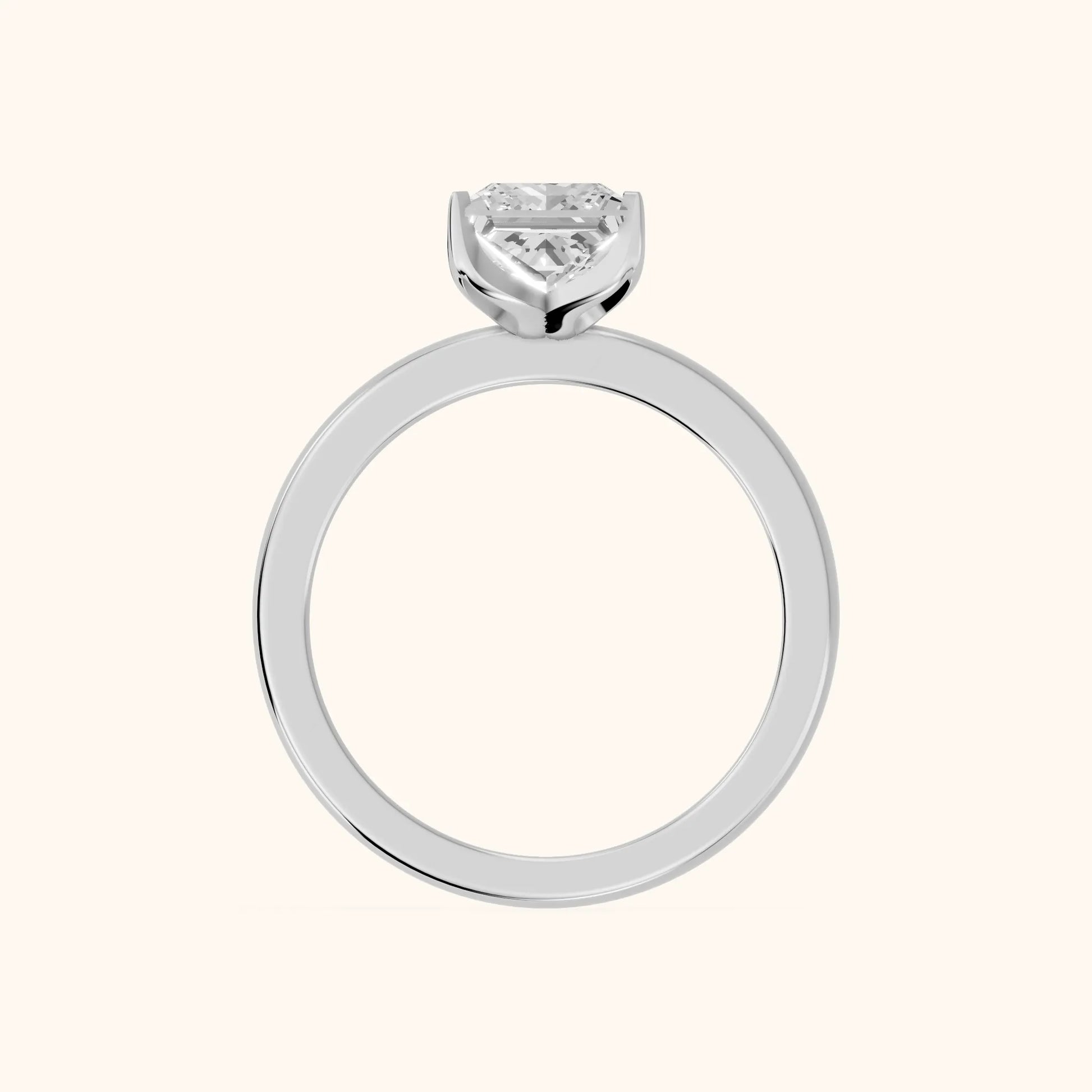 Serena Blossom Solitaire Princess Diamond Engagement Ring in Silver - FingerView