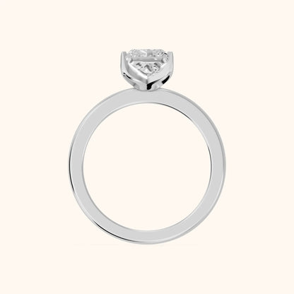 Serena Blossom Solitaire Princess Diamond Engagement Ring in Silver - FingerView