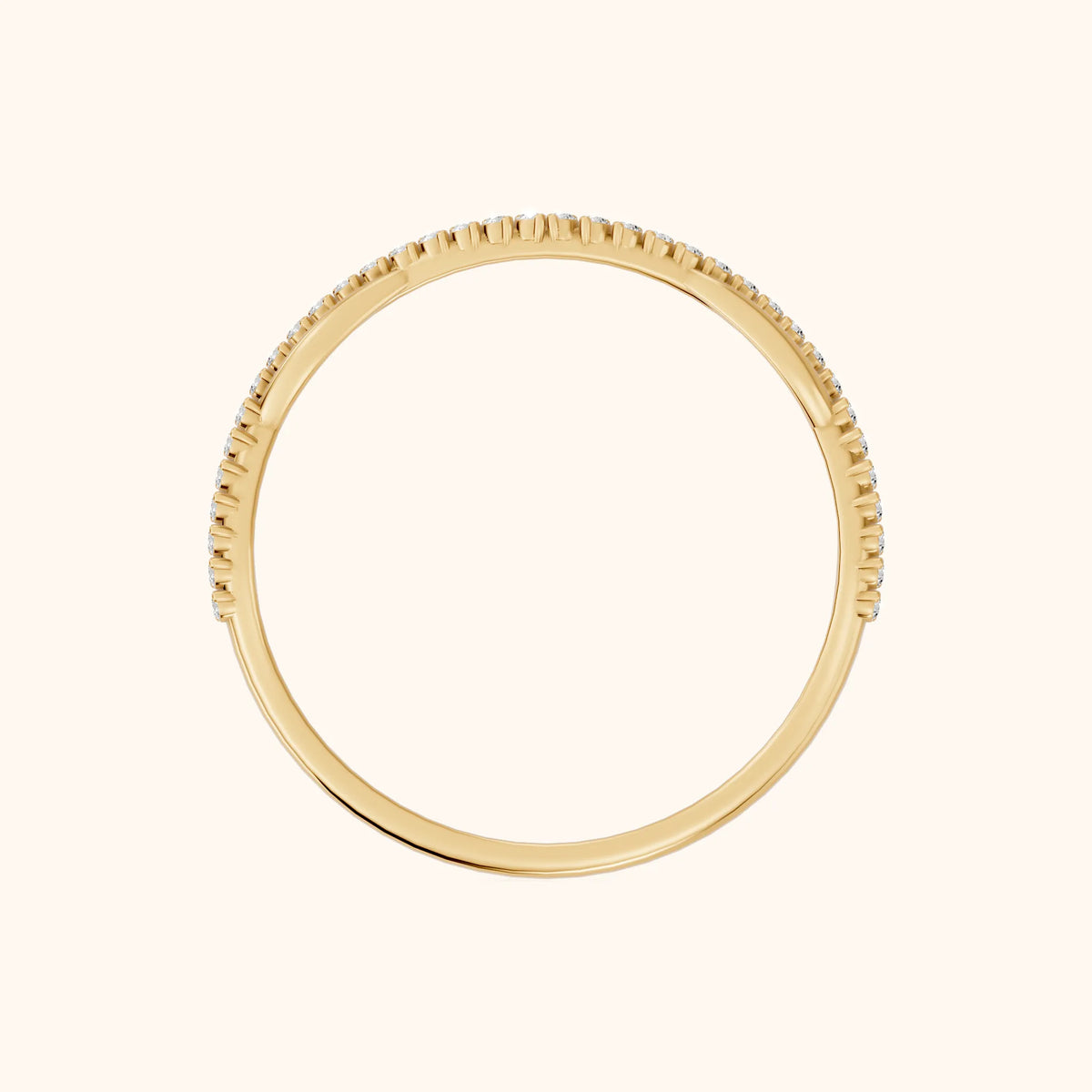 Amani Petite Twist Round Diamond Half Eternity Band in Yellow Gold - FingerView