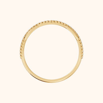 Amani Petite Twist Round Diamond Half Eternity Band in Yellow Gold - FingerView