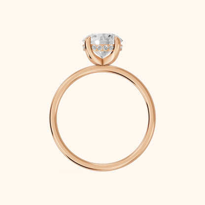 Charlotte Charm Solitaire Round Diamond Engagement Ring in Rose Gold - FingerView