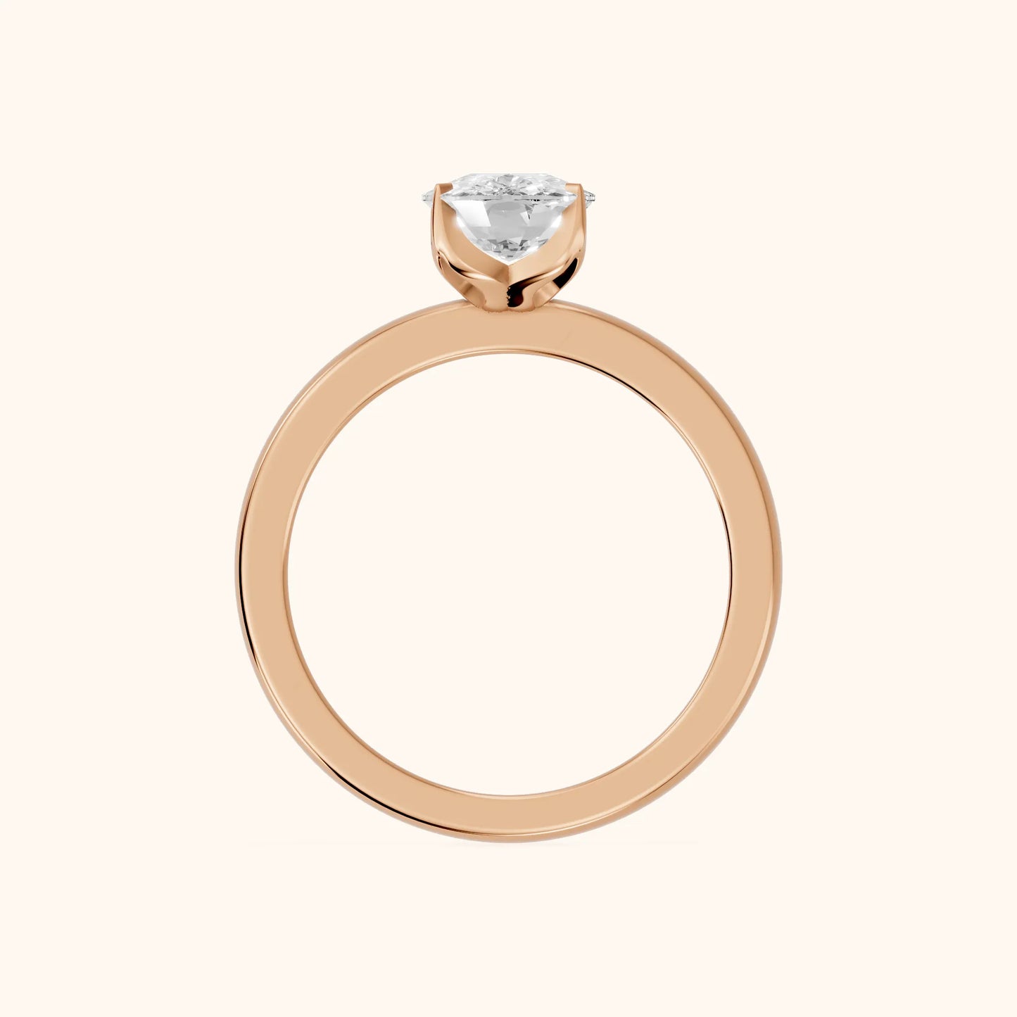 Serena Blossom Solitaire Cushion Diamond Engagement Ring in Rose Gold - FingerView