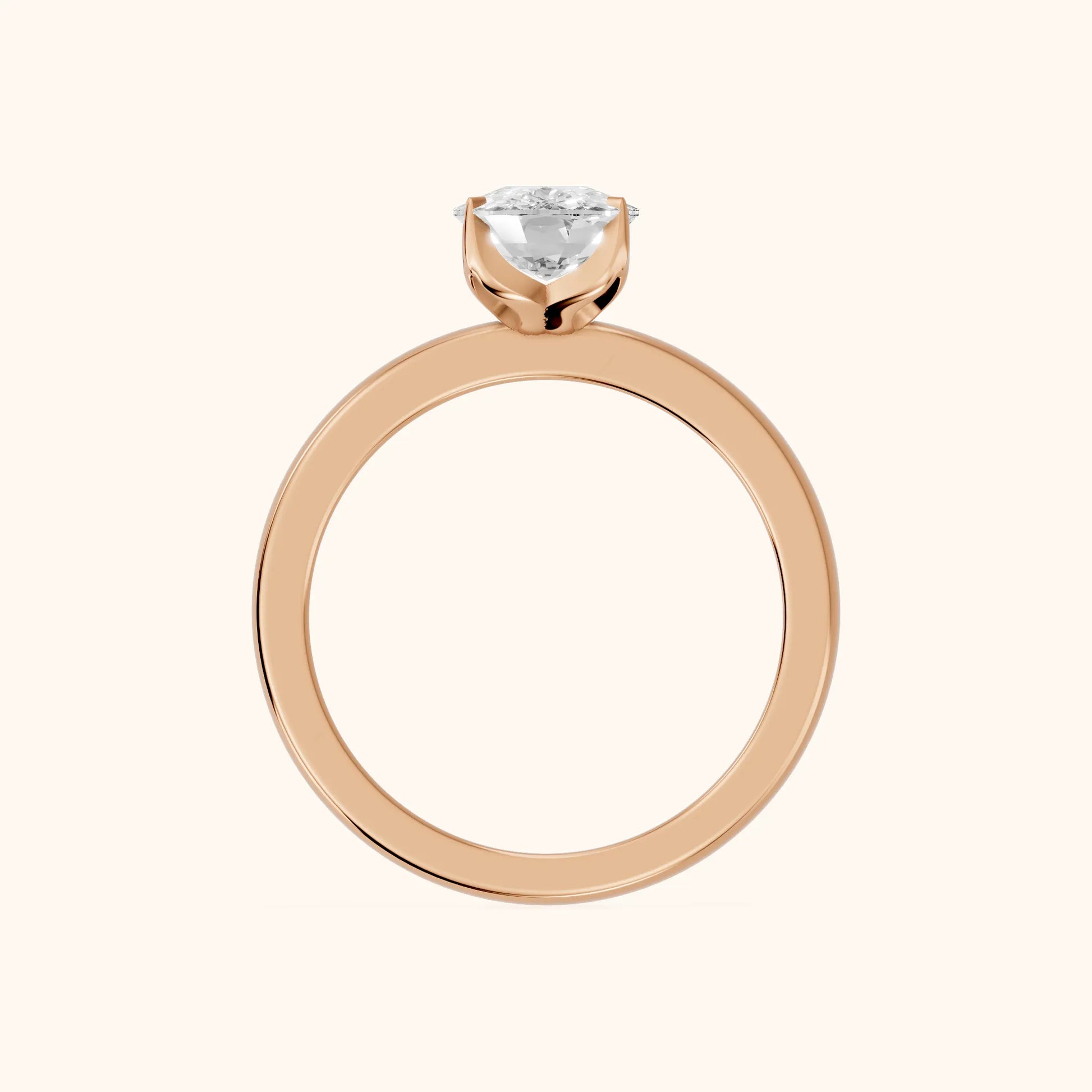Serena Blossom Solitaire Cushion Diamond Engagement Ring in Rose Gold - FingerView