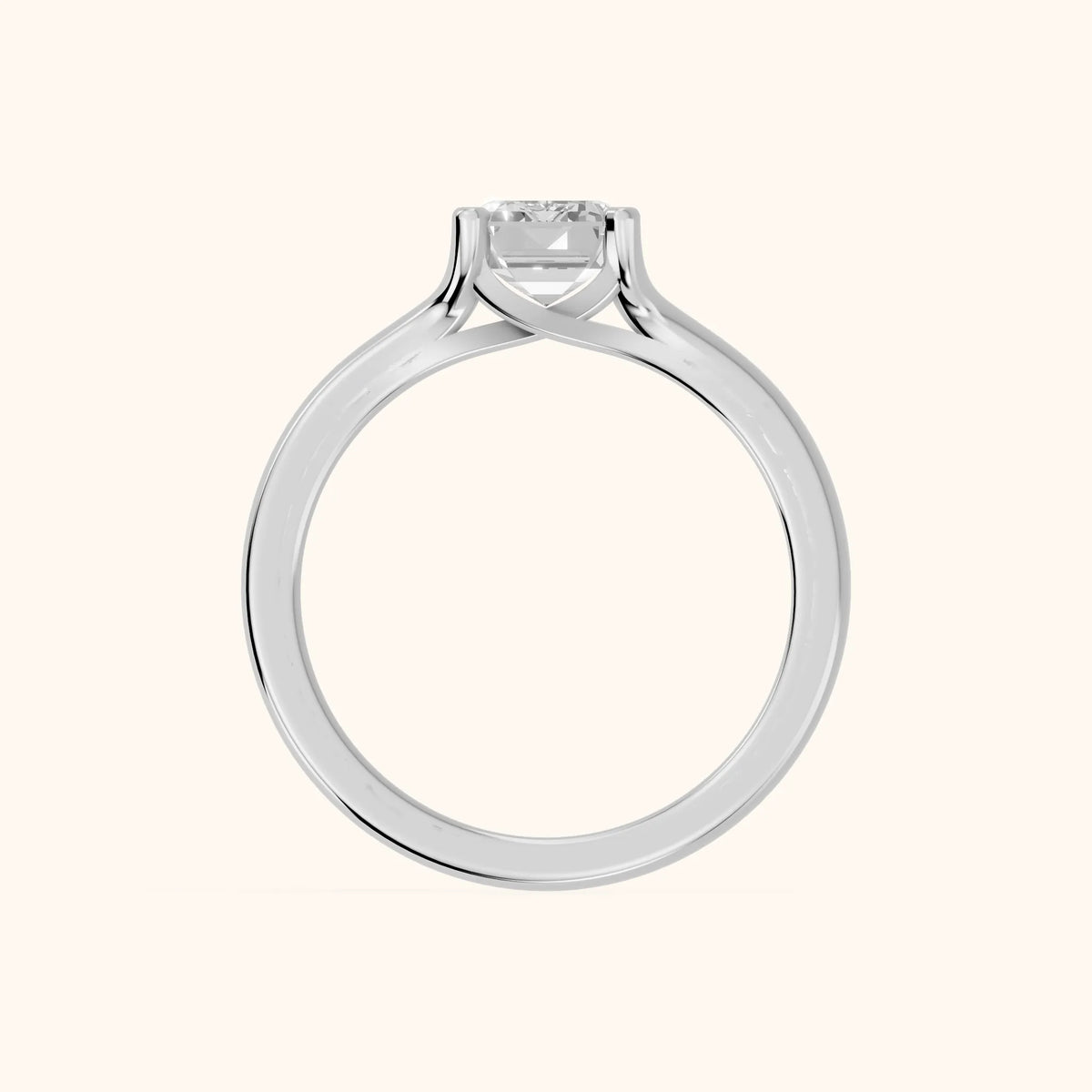 Nell Split Shank Solitaire Emerald Diamond Engagement Ring in Platinum - FingerView.webp