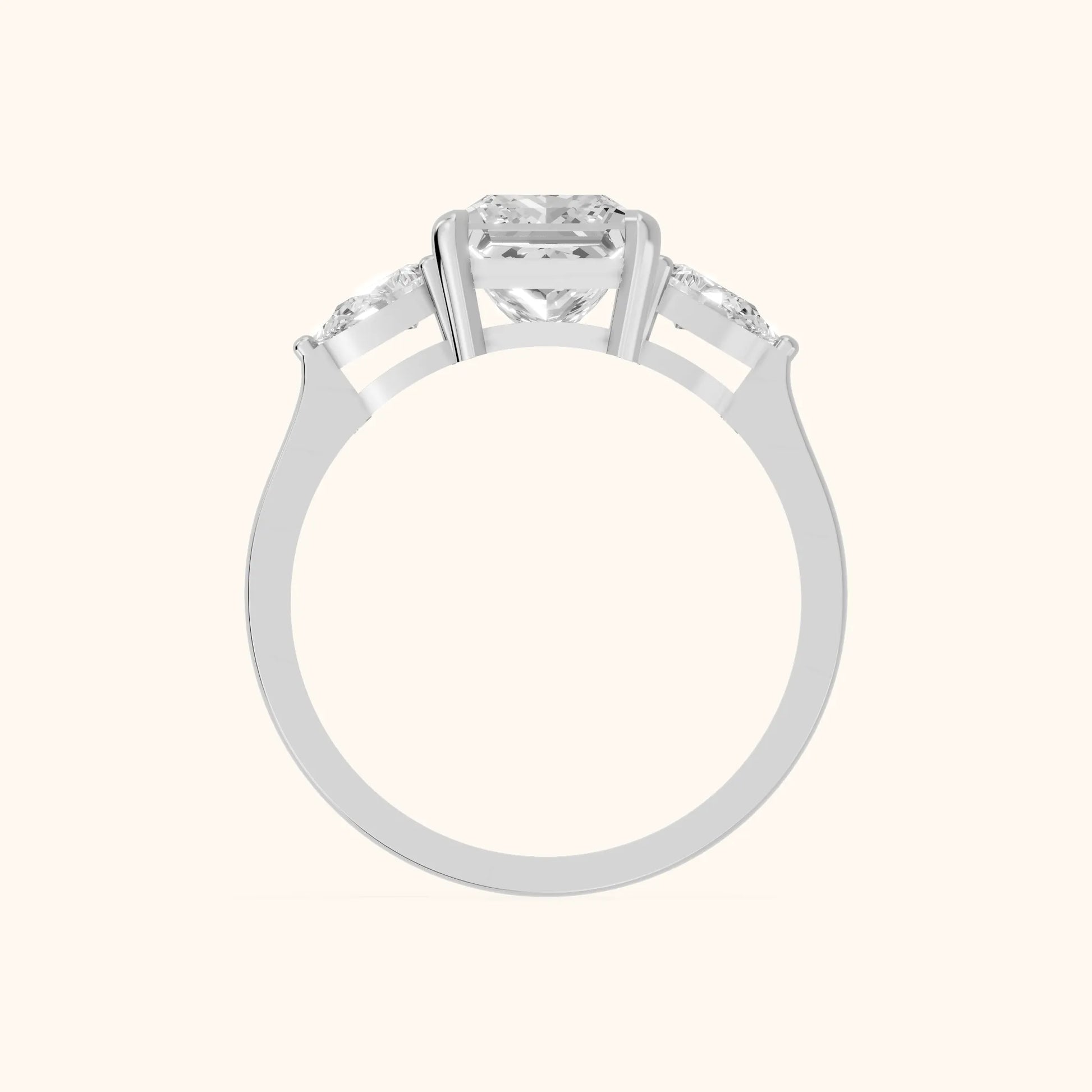 Grace Three Stone Princess Diamond Engagement Ring in Silver - FingerView