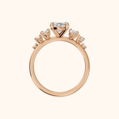Evelina Bloom Marquise Diamond Engagement Ring in Rose Gold - FingerView