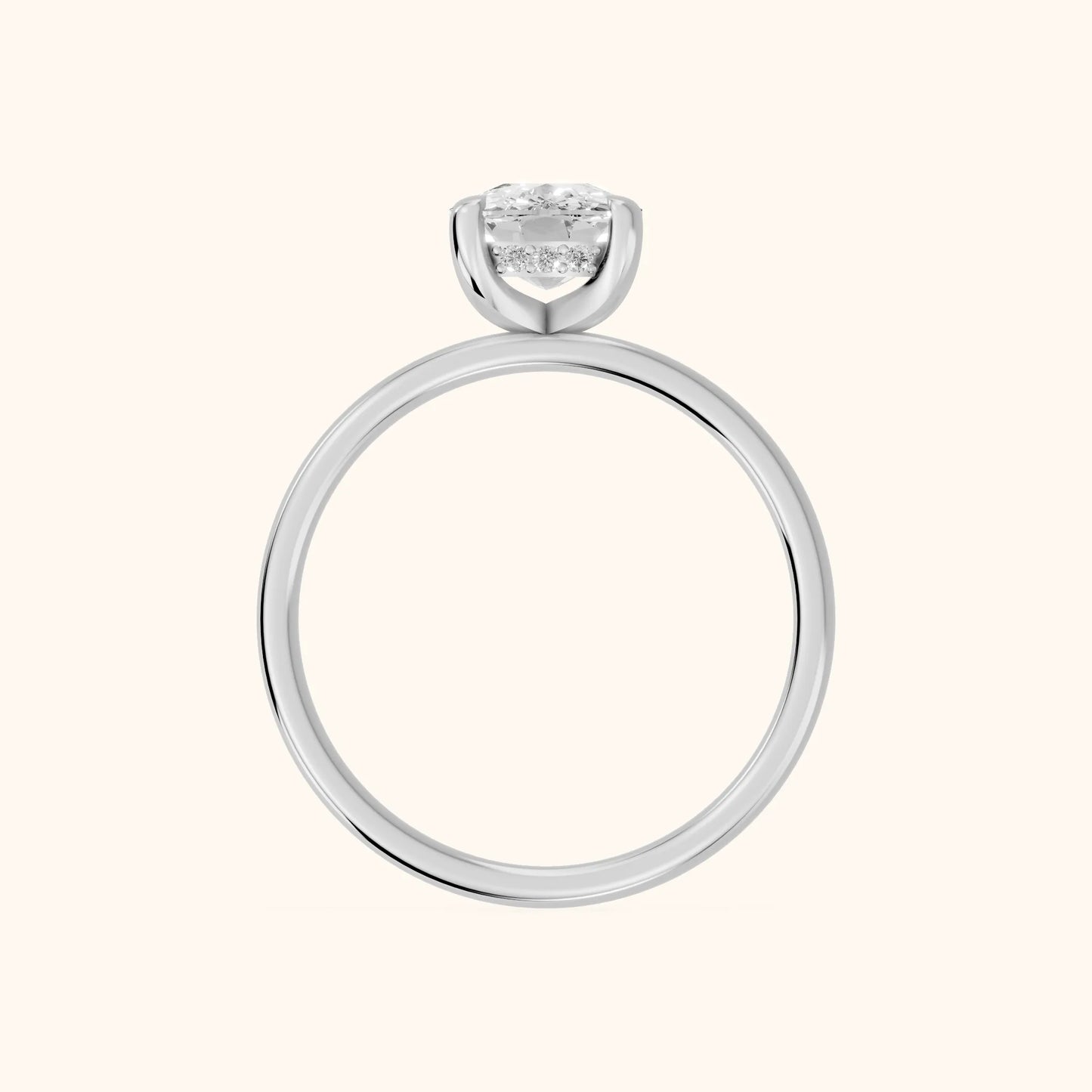 Charlotte Charm Cushion Diamond Solitaire Ring in White Gold - FingerView