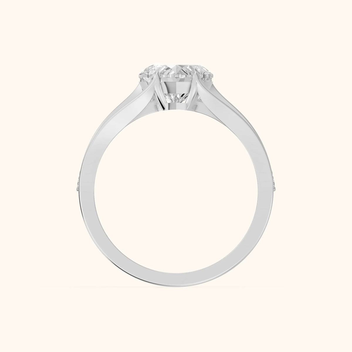 Lucinda Split Shank Heart Diamond Engagement Ring in Silver - FingerView.webp